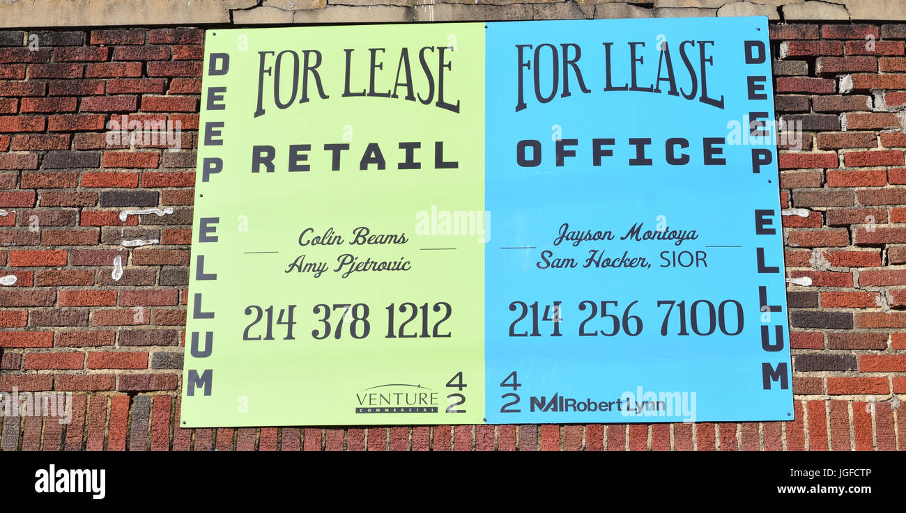 Retail e office space for lease a Dallas, Texas Foto Stock