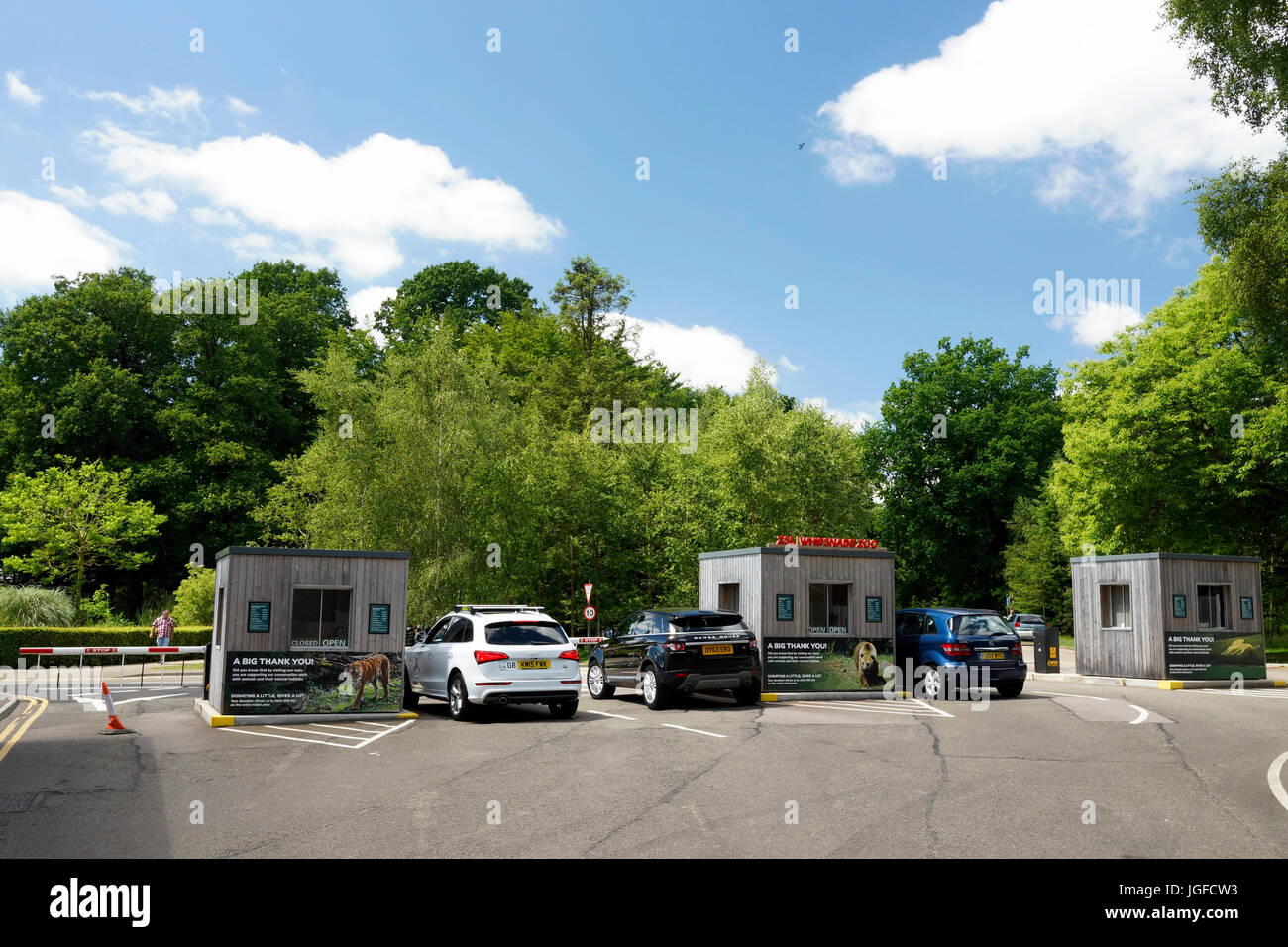 Ingresso di Whipsnade Zoo nel Bedfordshire, England, Regno Unito Foto Stock