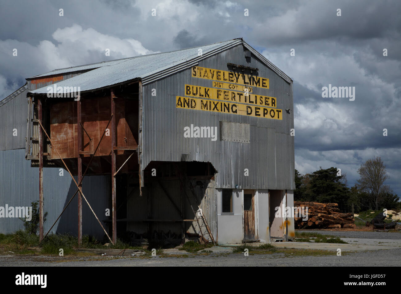 Stavely vecchio edificio di calce, Methven, metà Canterbury, Isola del Sud, Nuova Zelanda Foto Stock