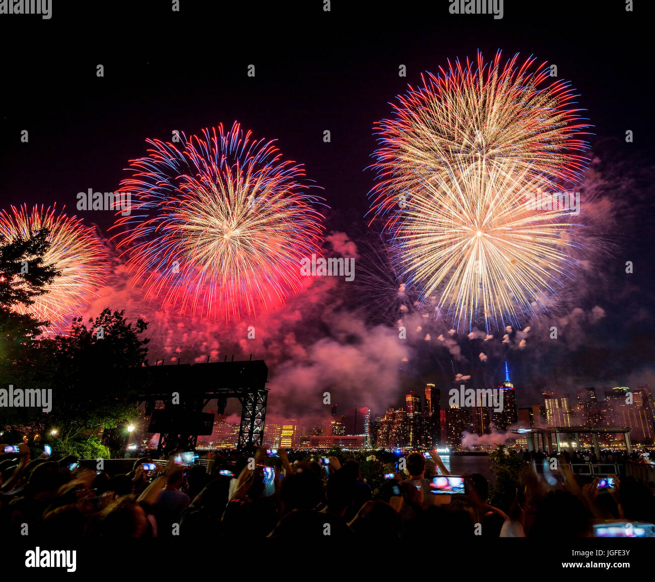 New York fuochi d'artificio del 4 luglio 2017 Foto Stock