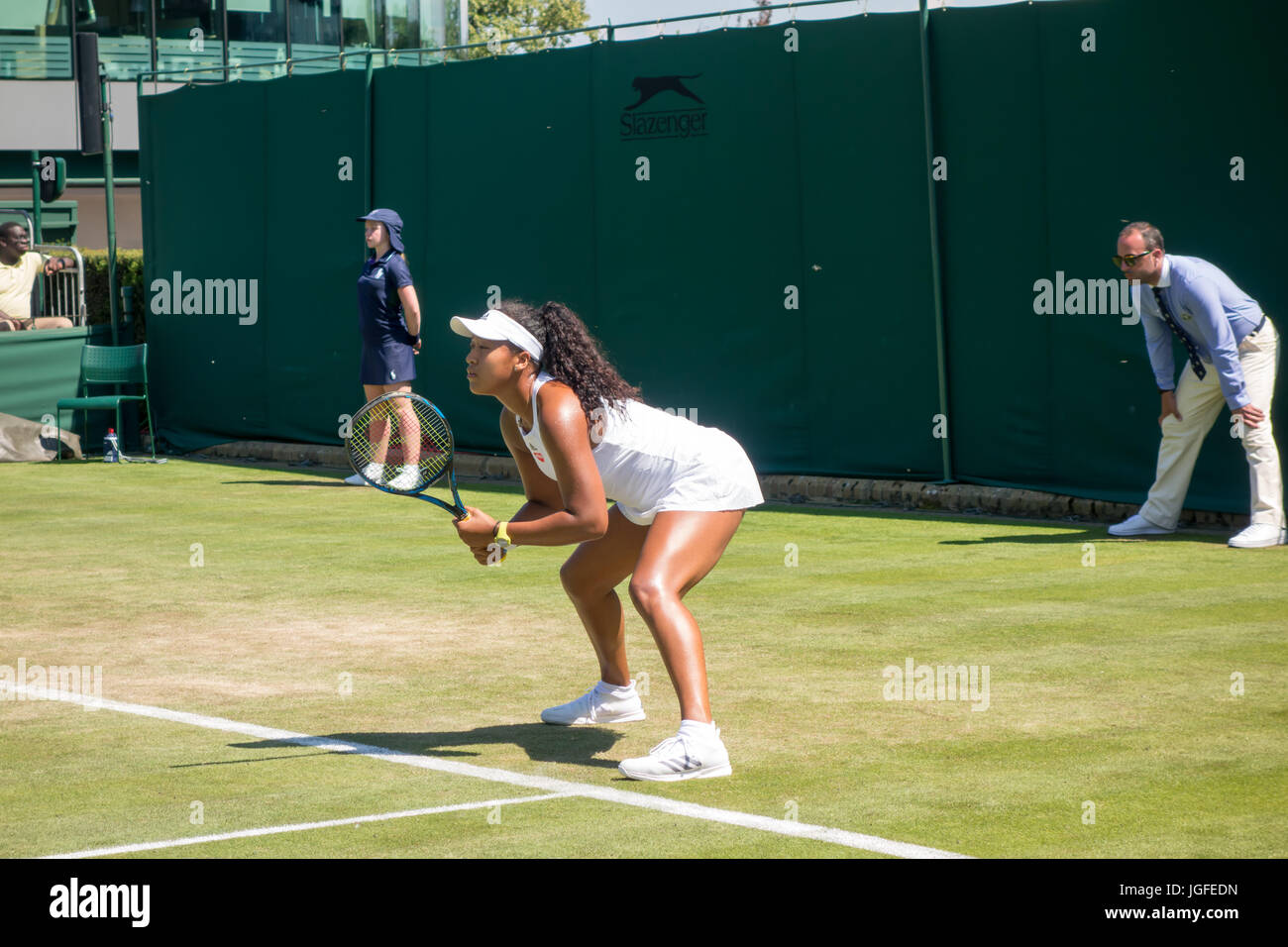 Londra - 5 Luglio 2017: Naomi Osaka compete contro Barbora STRYCOVA il giorno 3 di Wimbledon 2017. Foto Stock