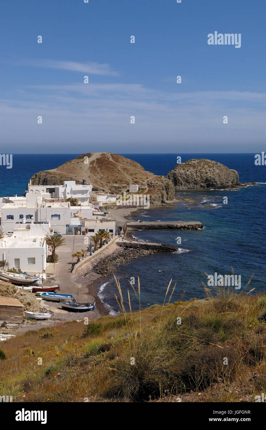 Gata Cape (La Isleta del Moro), il villaggio di pescatori, parco naturale, provincia di Almeria, Andalusia, Spagna Foto Stock