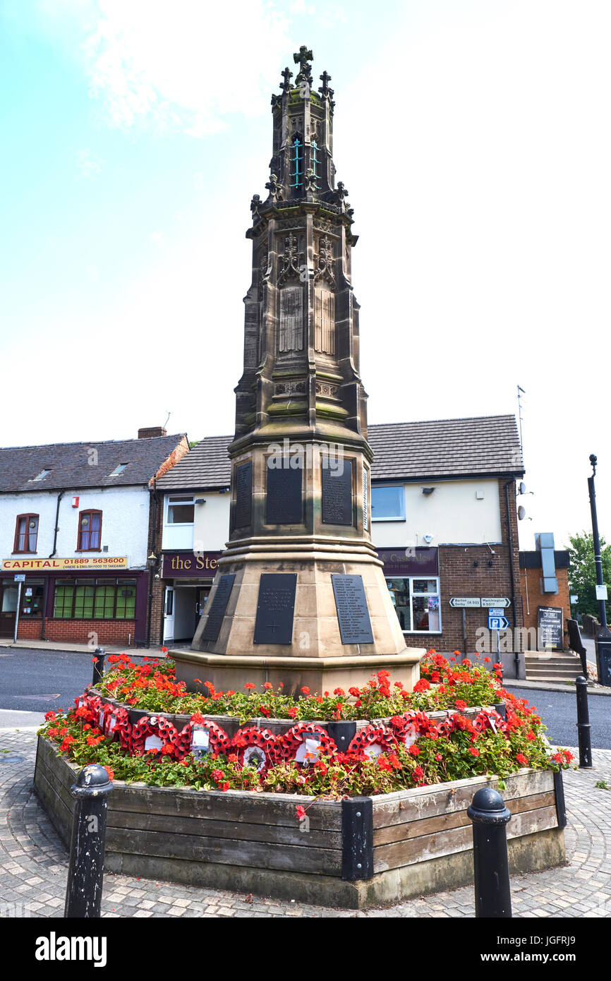 War Memorial, Market Place, Uttoxeter, Staffordshire, Regno Unito Foto Stock