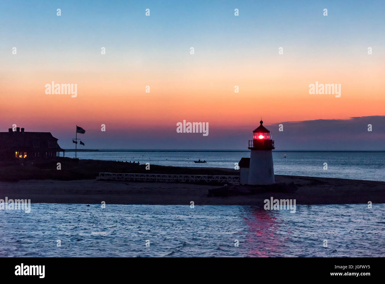 Brant Point Lighthouse su Nantucket Island, Massachusetts, STATI UNITI D'AMERICA. Foto Stock