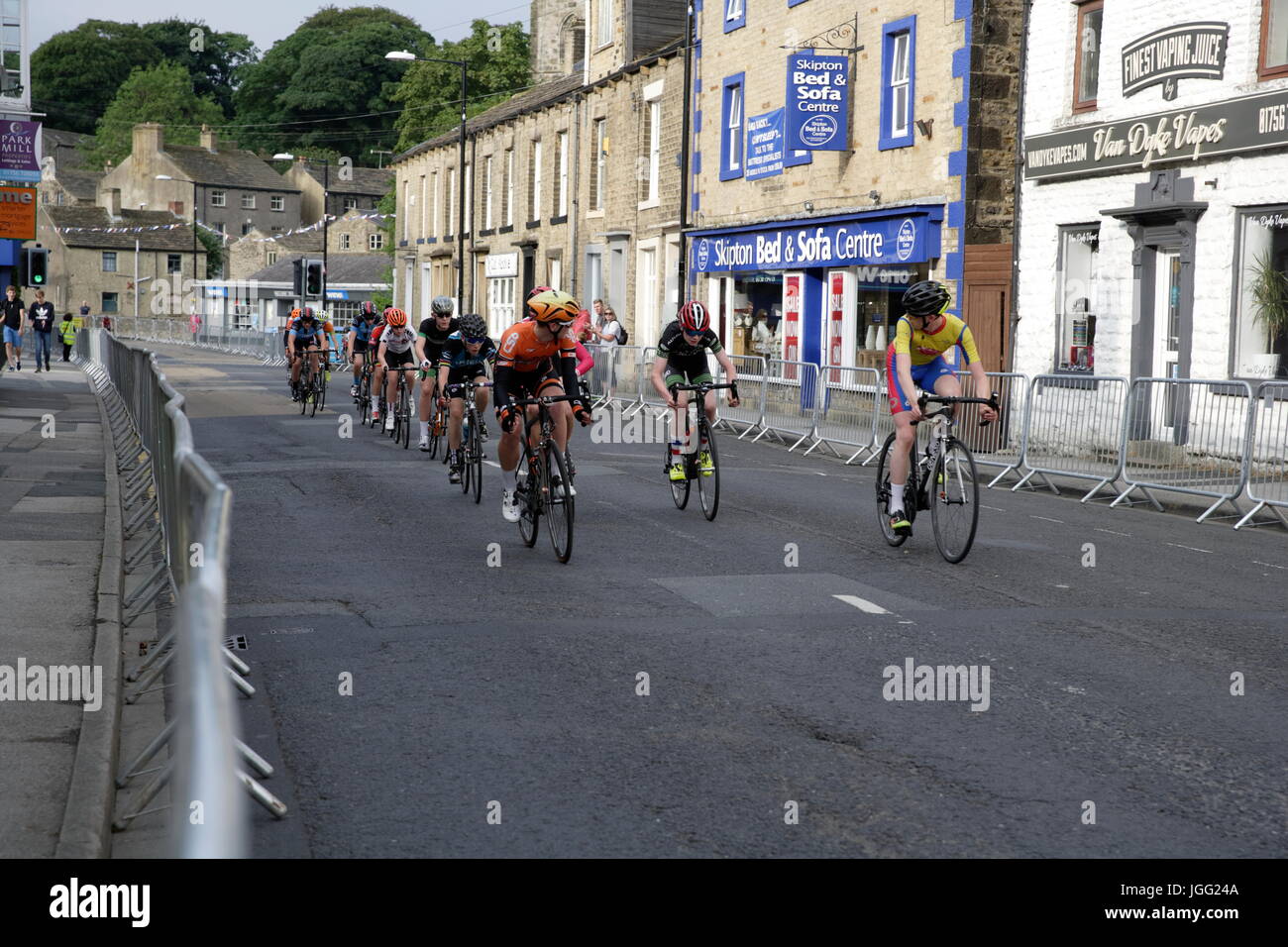 Skipton, Regno Unito. 5 lug 2017. Skipton Regno Unito giovani Cycle Race mercoledì 05 luglio 2017 Credit: Les Wagstaff/Alamy Live News Foto Stock