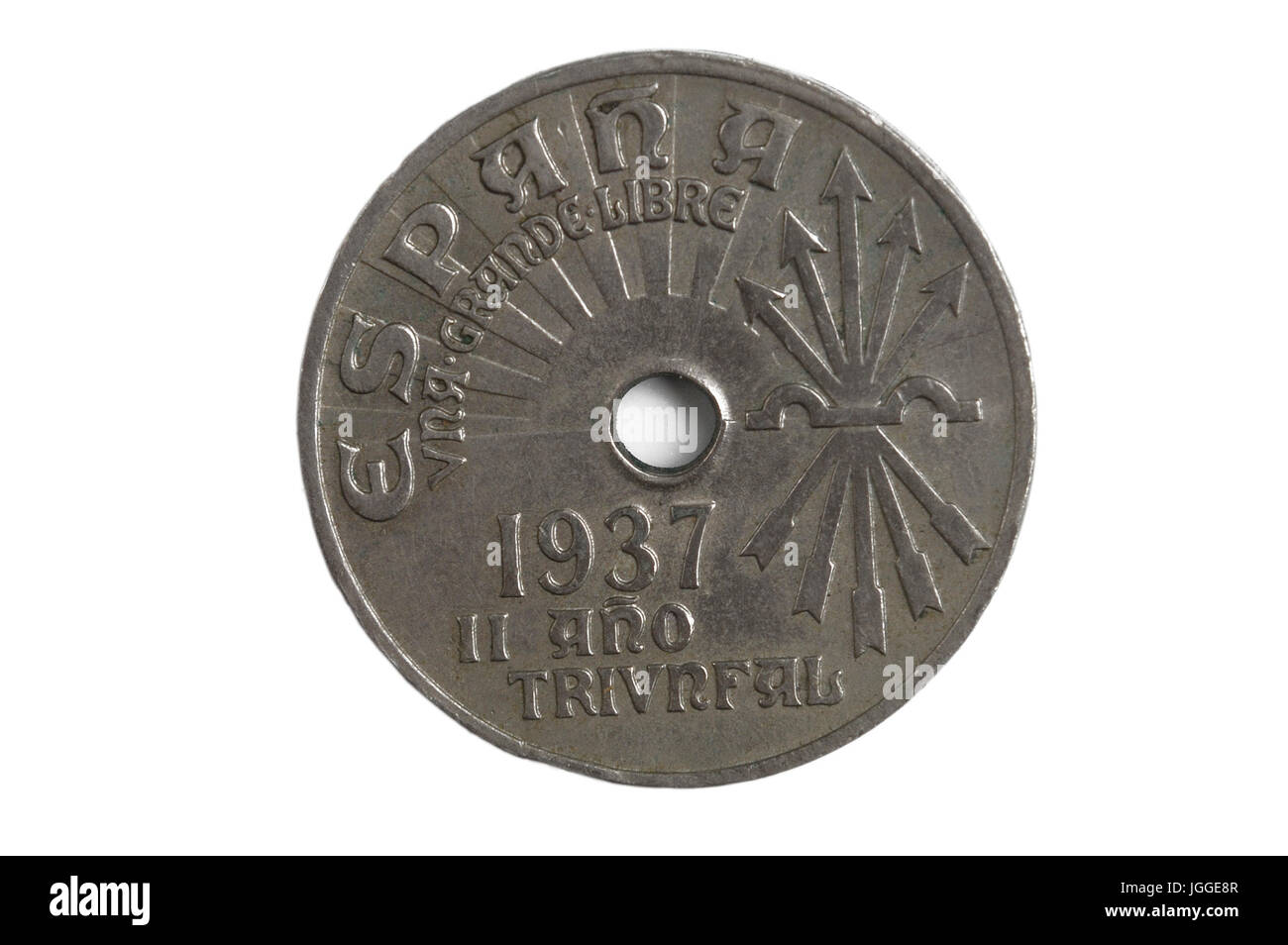 Moneta di Spagna , 25 centesimi, 1937, Francisco Franco Foto Stock