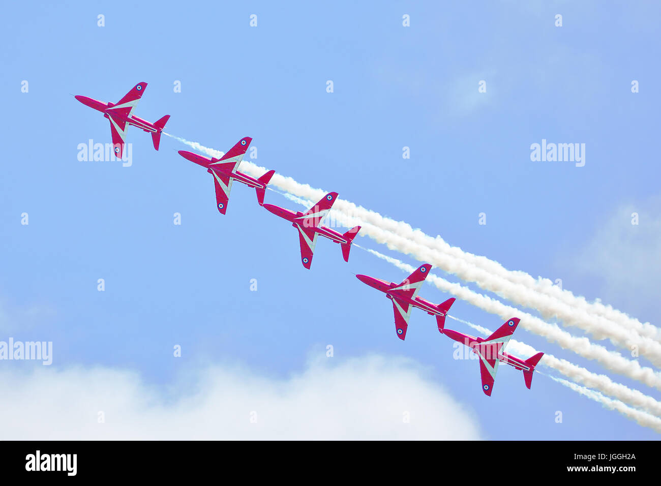 Le frecce rosse eseguire la loro esposizione mozzafiato a Eastbourne Air Show 2017, REGNO UNITO Foto Stock
