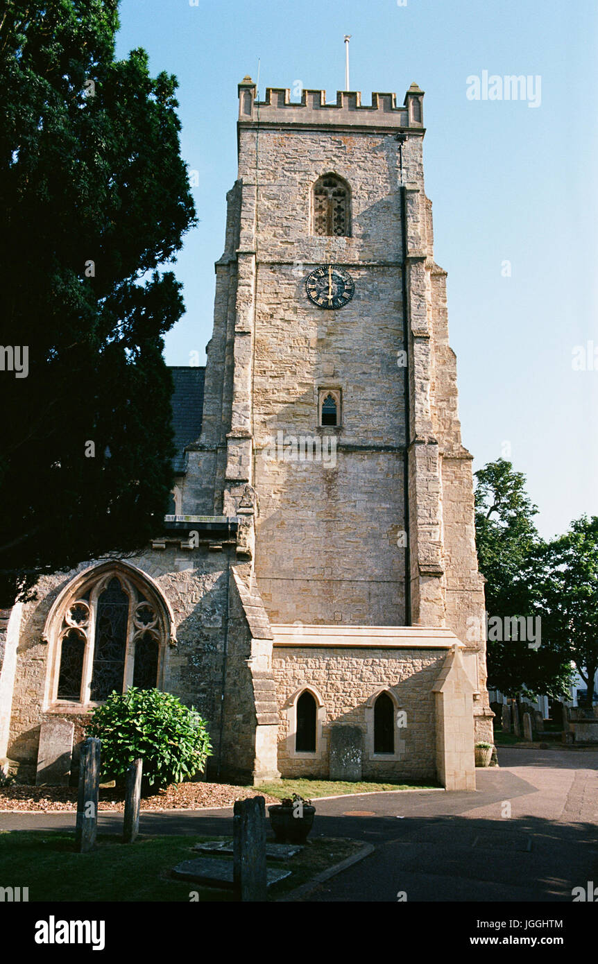 La torre del XV secolo di Sidmouth chiesa, DEVON REGNO UNITO Foto Stock