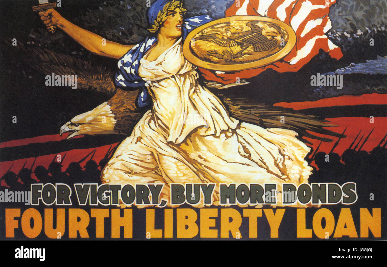 Quarto prestito LIBERTY Settembre 1918 Prima Guerra Mondiale manifesto americano Foto Stock