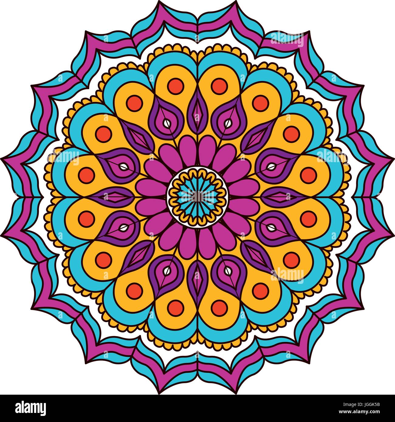 Sfondo Bianco Con Fiori Colorati Mandala Vintage Cerchi Decorativi