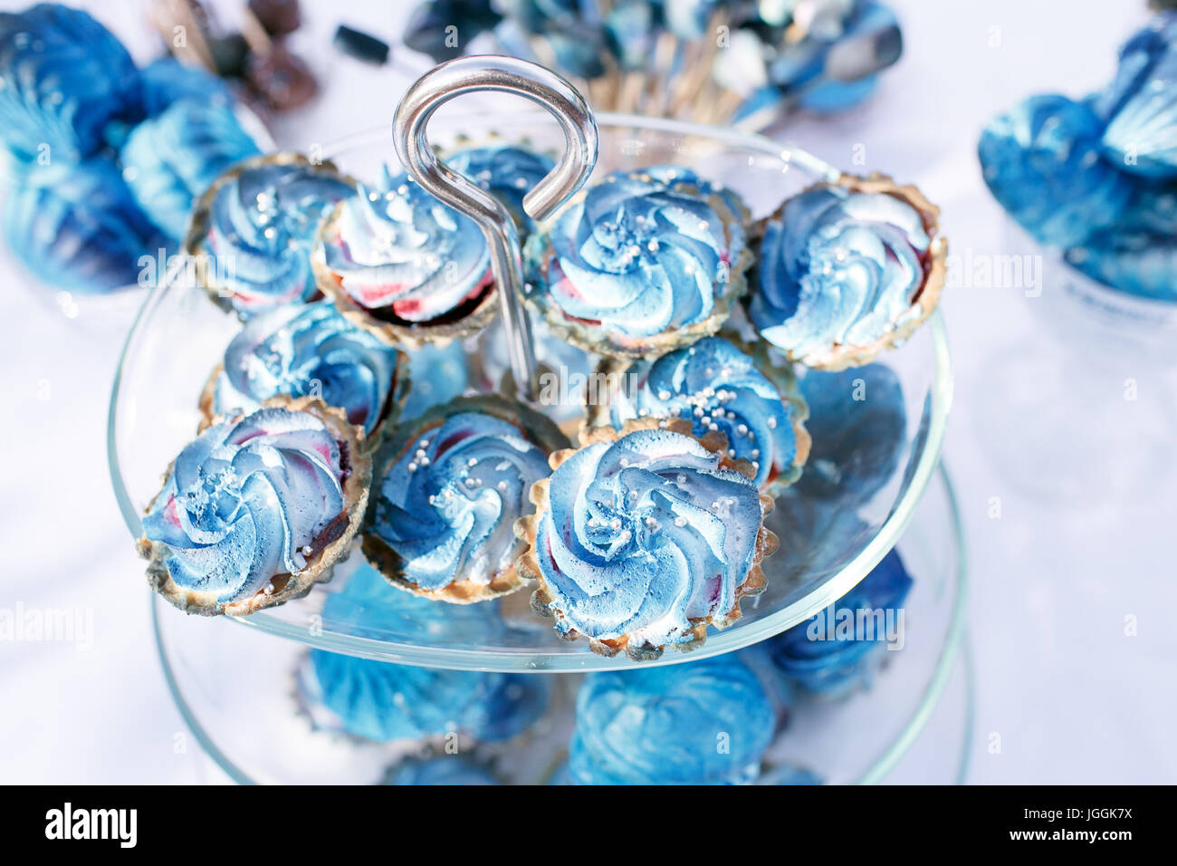 Deliziosa ricevimento di nozze candy bar tavola da dessert Foto Stock