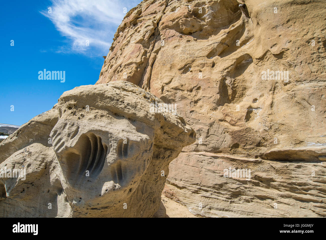 Birth Rock, White Mountain Petroglyphs, Wyoming, USA di Bruce Montagne/Dembinsky Photo Assoc Foto Stock