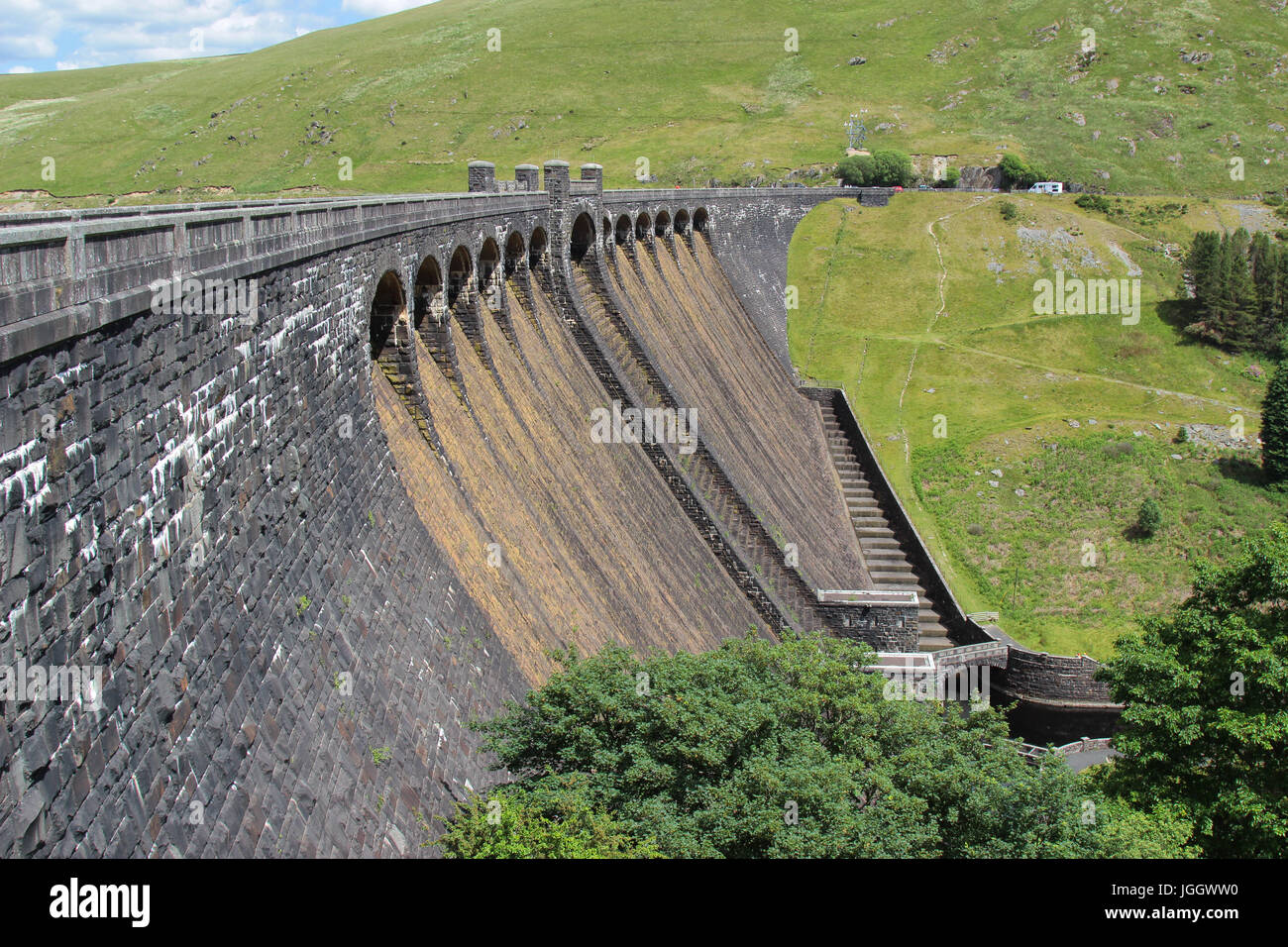 Diga Claerwen, Elan Valley, Powys, Wales UK Foto Stock