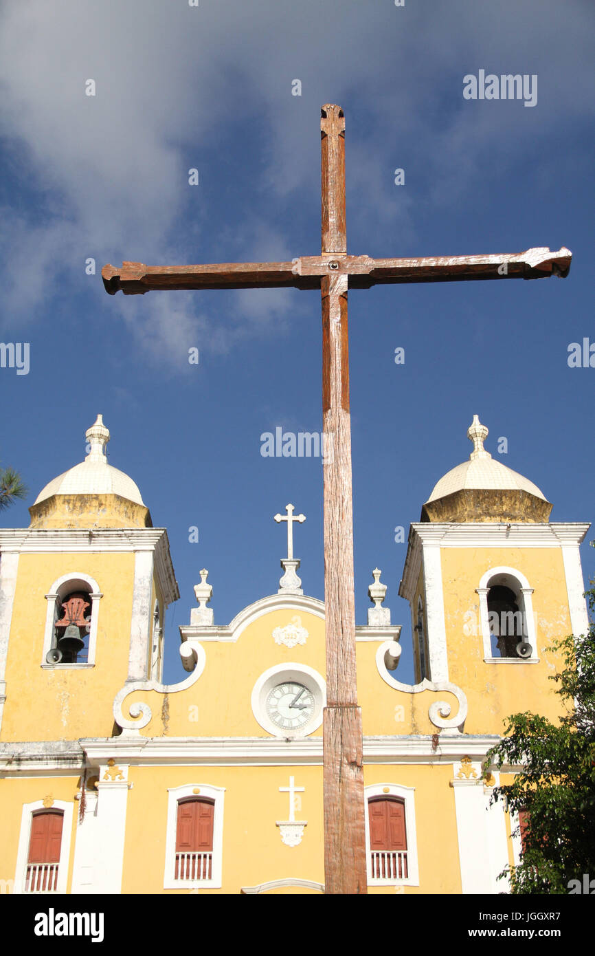 Chiesa di Sao Thome, Quadrato Barone di Alfenas, 2016, centro città, São Tomé Das Letras, Minas Gerais, Brasile. Foto Stock