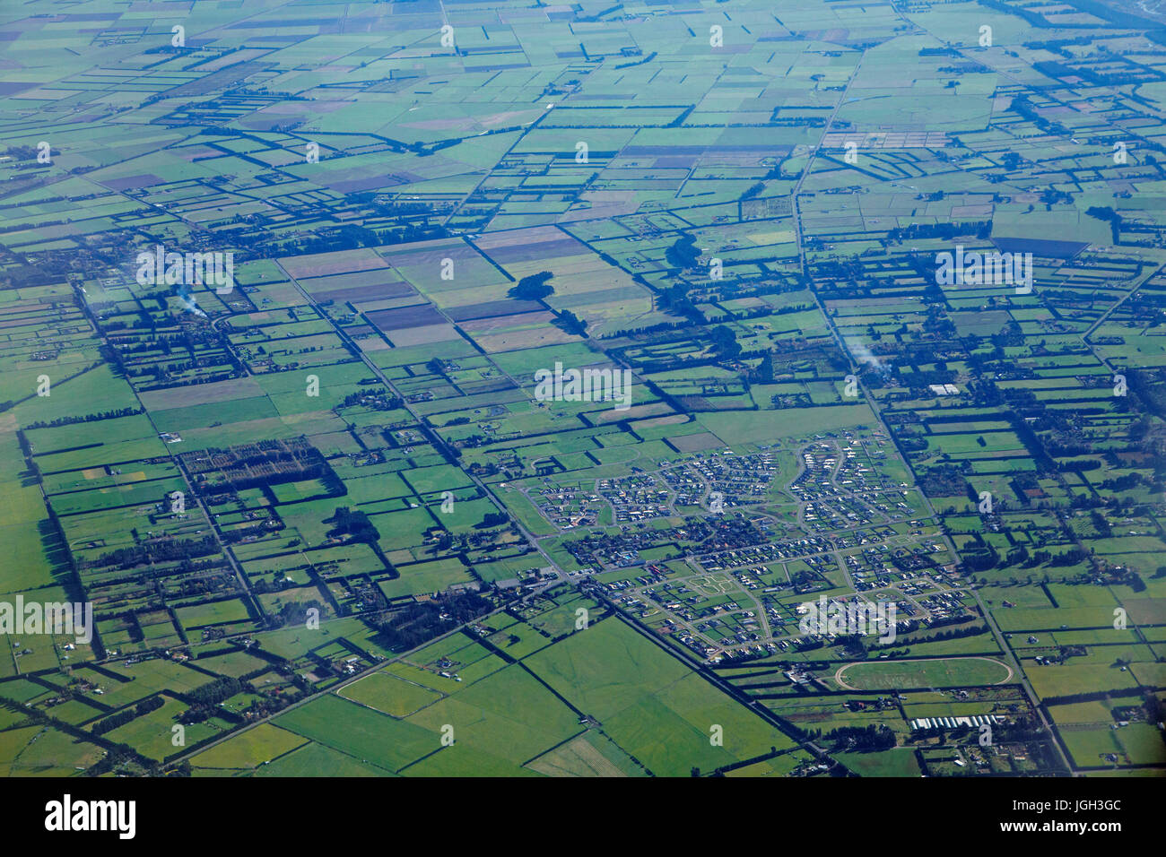 I terreni agricoli e nuova suddivisione, West Melton, Canterbury, Isola del Sud, Nuova Zelanda Foto Stock