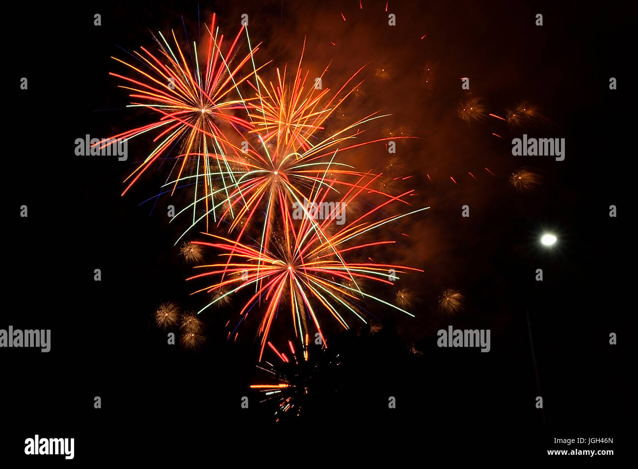 I Fuochi d'artificio del 4 luglio a Cupertino, CA Foto Stock