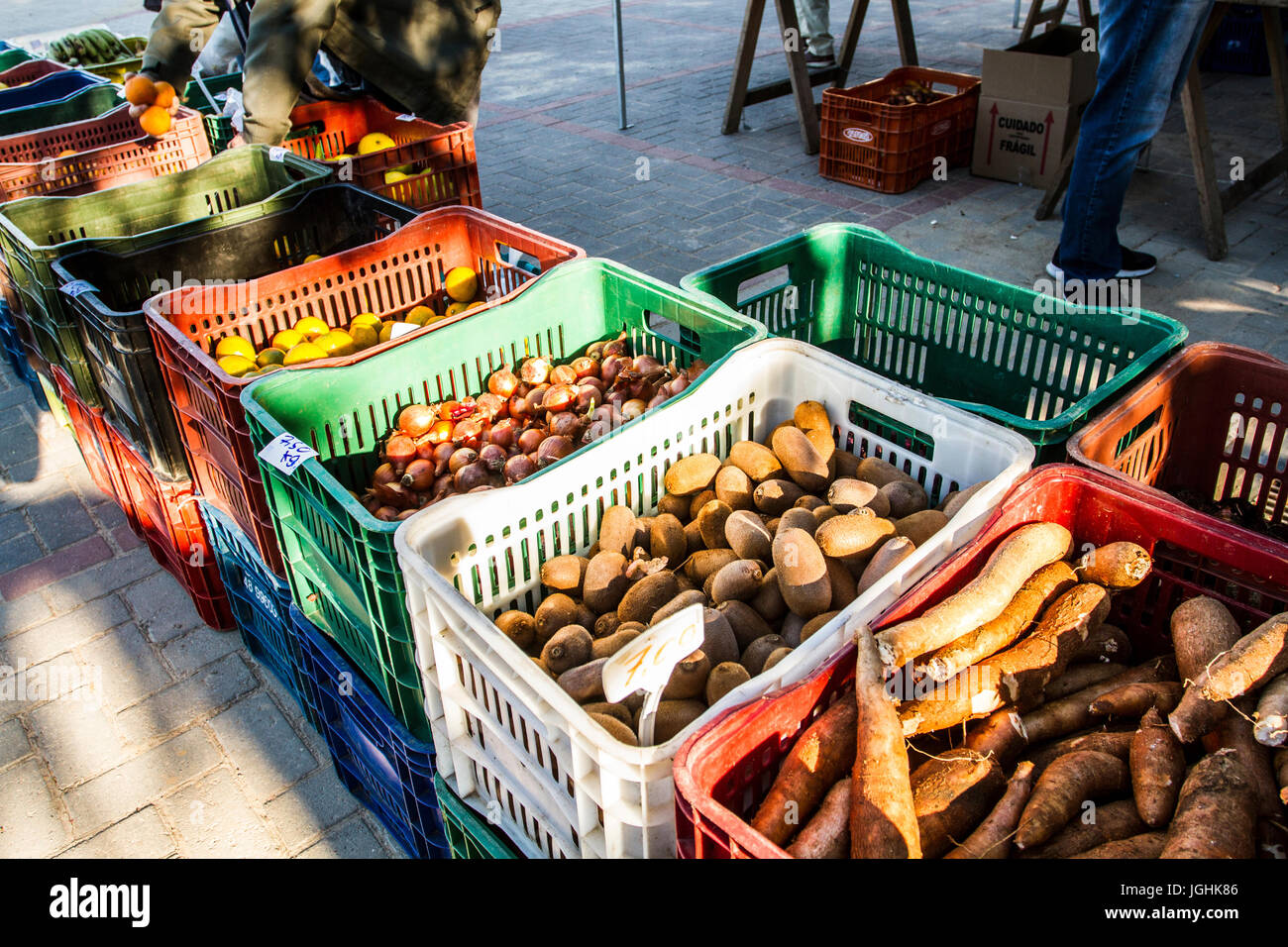 Strada del mercato per prodotti biologici a Lagoa da Conceicao quartiere. Si svolge a Bento Silverio Square, ogni sabato dalle 7 del mattino a mezzogiorno. Foto Stock