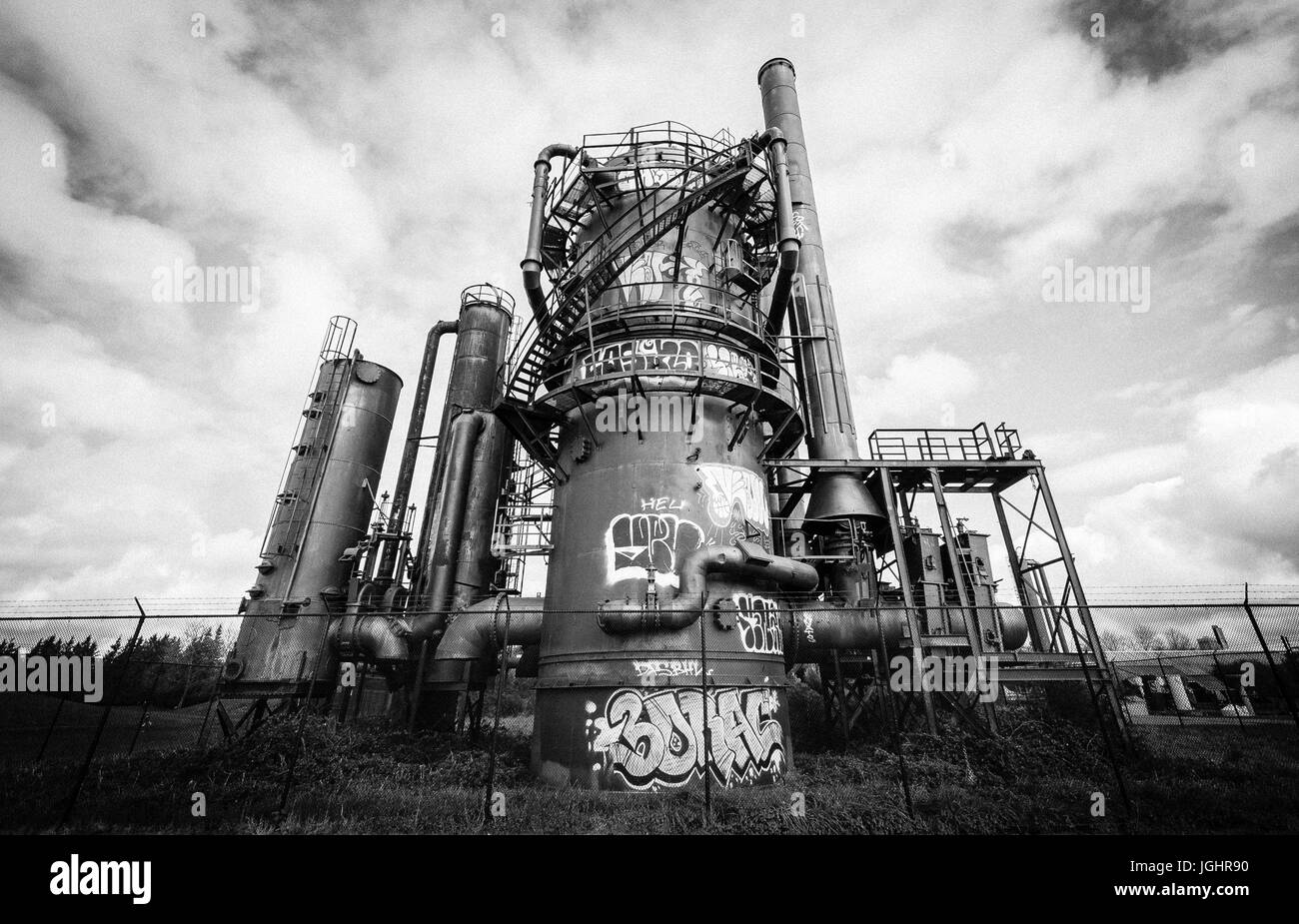 Macchinari al Gasworks Park di Seattle, Washington Foto Stock