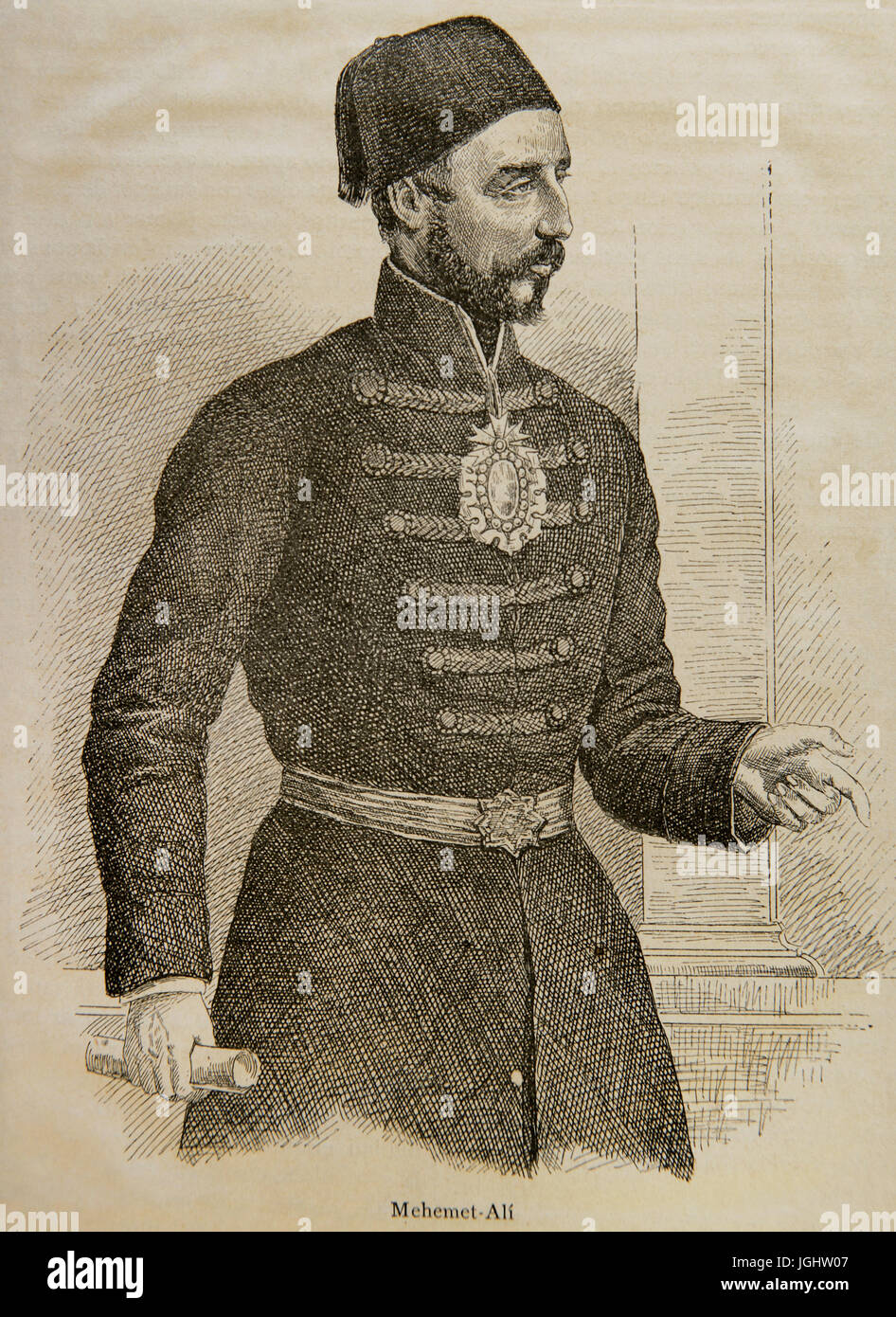 Muhammad Ali d'Egitto (1769-1849). Ottomano comandante albanese. Incisione nella storia universale, 1881. Foto Stock