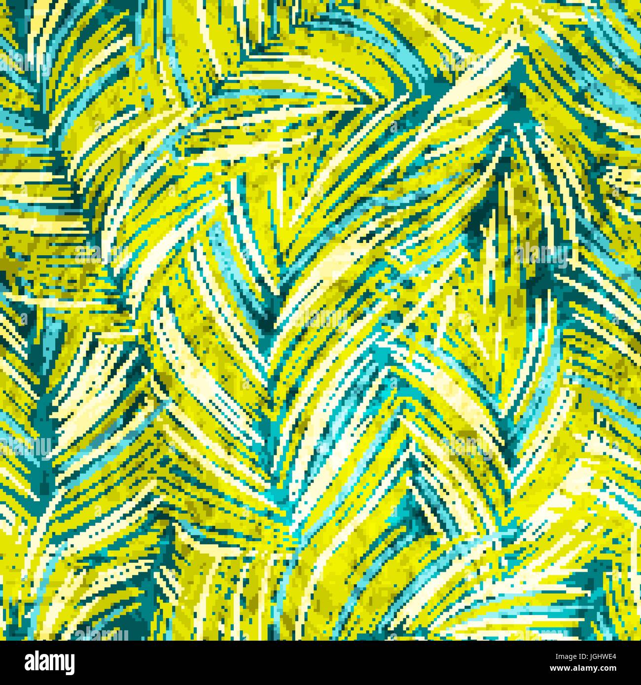 Foglie tropicali seamless pattern con texture Illustrazione Vettoriale