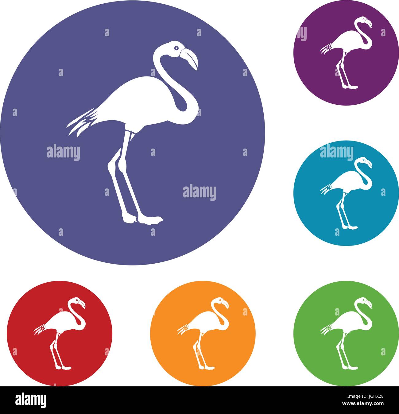 Flamingo set di icone Illustrazione Vettoriale