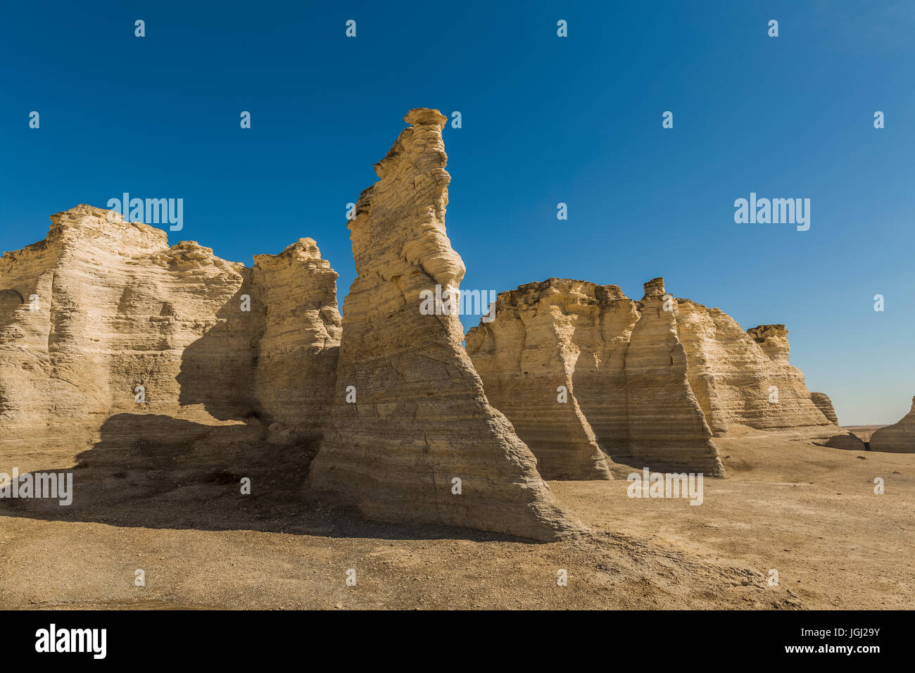 Niobrara Chalk formazioni Monumento a rocce, aka Chalk piramidi, la prima nazionale monumento naturale negli Stati Uniti, e uno che è privatamente o Foto Stock