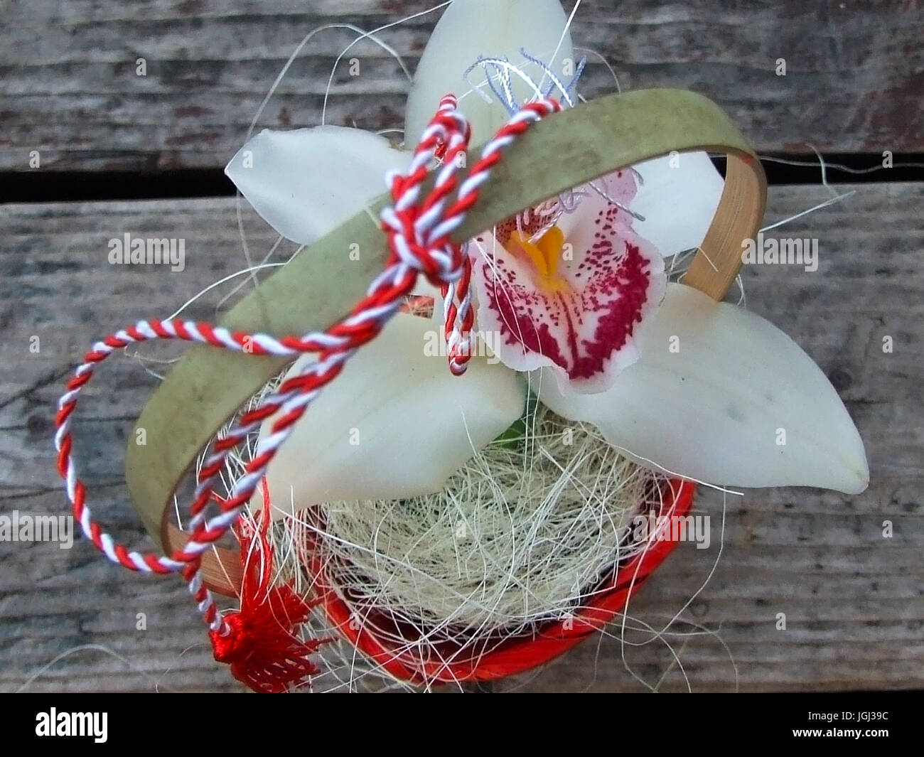 Un dono per la celebrazione della prima del mese di marzo o 1 Martie ( martisor) , in rumeno Foto Stock