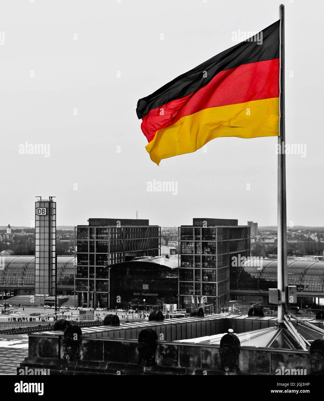 Bandiera tedesca su Berlino Foto Stock