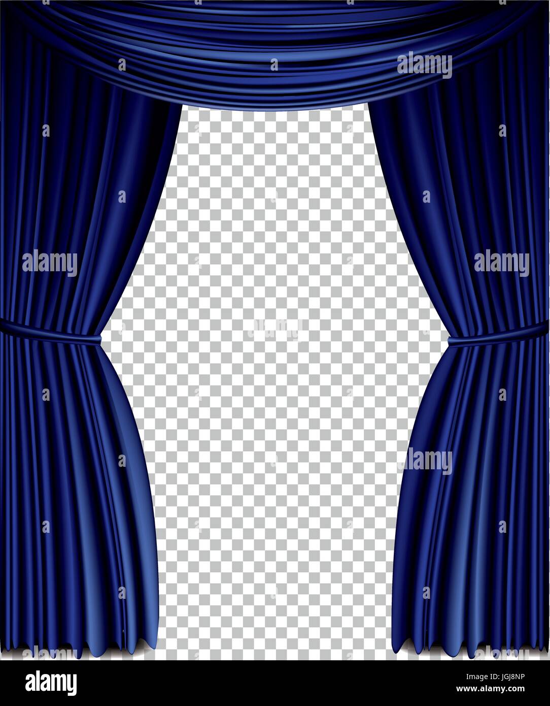 La tendina blu vettore completo isolato su uno sfondo trasparente Illustrazione Vettoriale