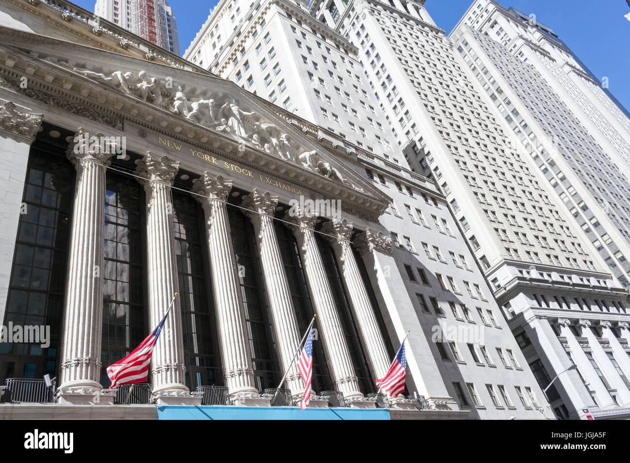 New York Stock Exchange da Broad Street, Manhattan Foto Stock