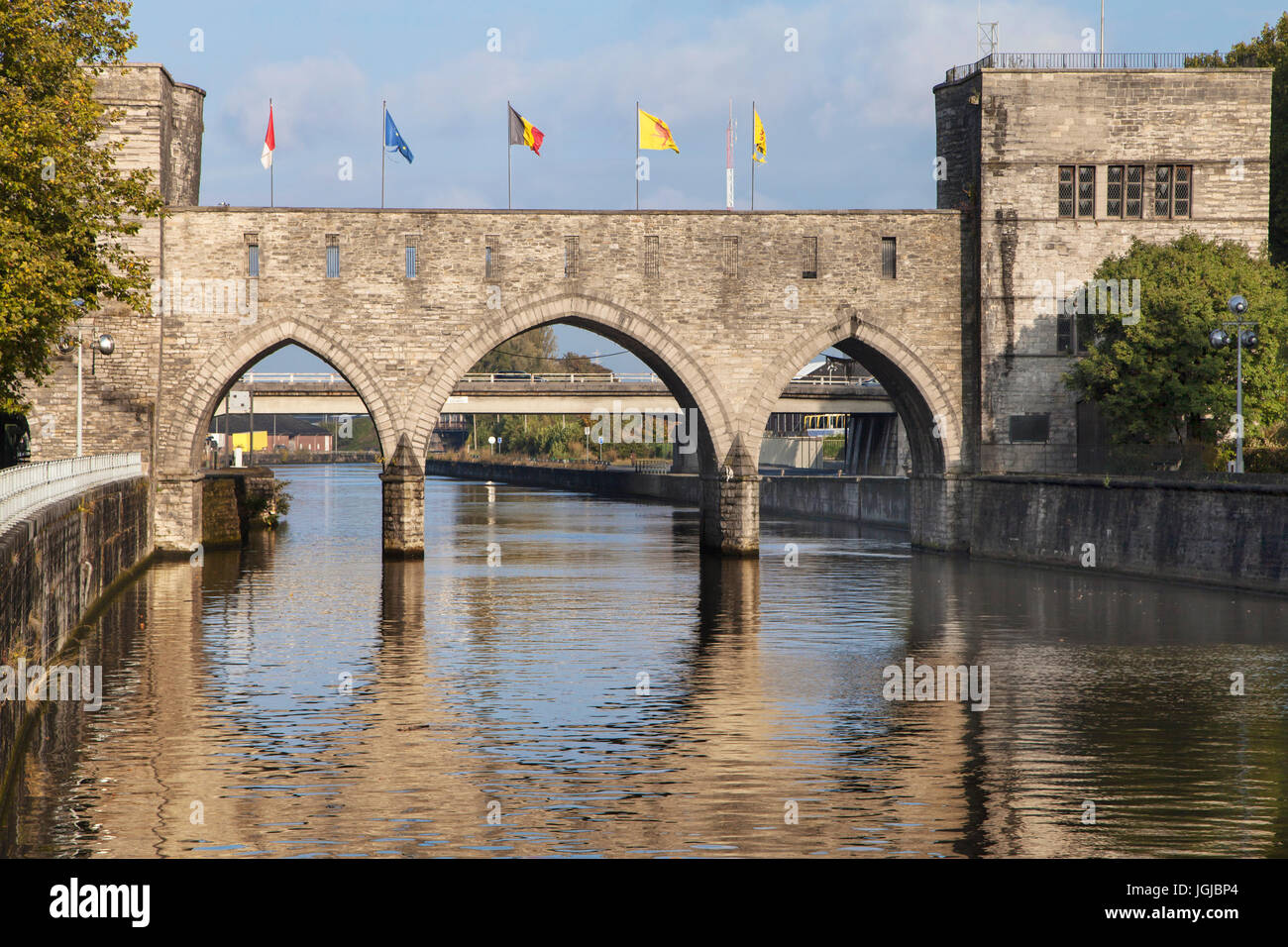Pont des Trous di Tournai, in Vallonia, Belgio. Foto Stock