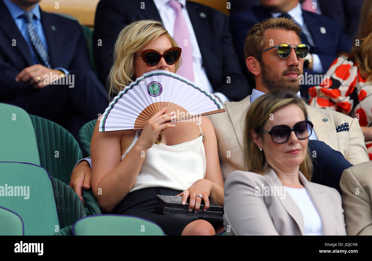 Camilla Kerslake-Morgan nella scatola reale il quinto giorno dei Campionati di Wimbledon all'All England Lawn Tennis and Croquet Club di Wimbledon. PREMERE ASSOCIAZIONE foto. Data immagine: Venerdì 7 luglio 2017. Vedi PA storia TENNIS Wimbledon. Il credito fotografico dovrebbe essere: Gareth Fuller/PA Wire. Foto Stock