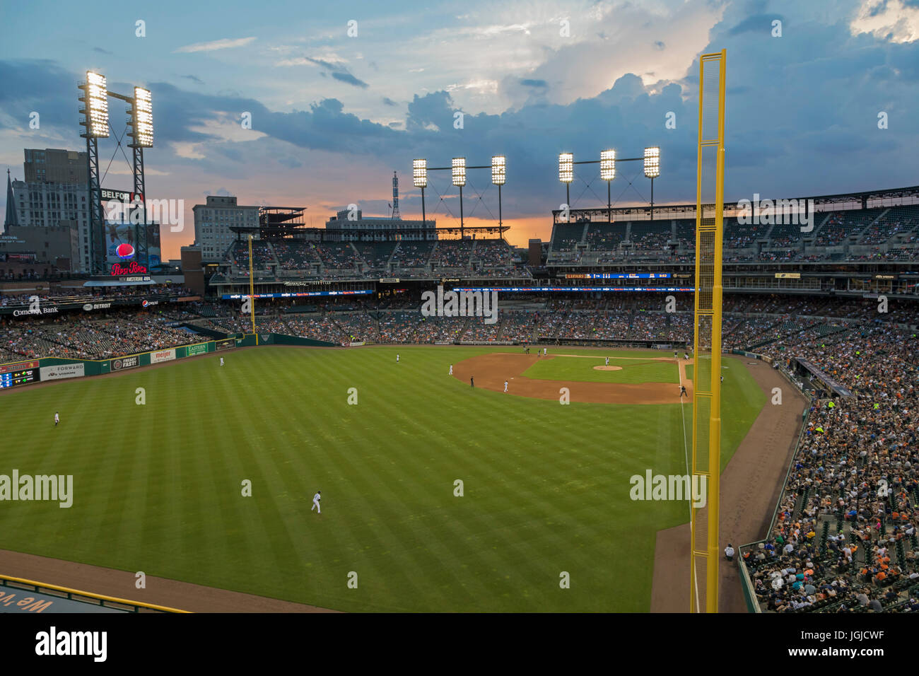 Detroit, Michigan - Detroit Tigers riprodurre il Tampa Bay Rays al Comerica Park. Foto Stock