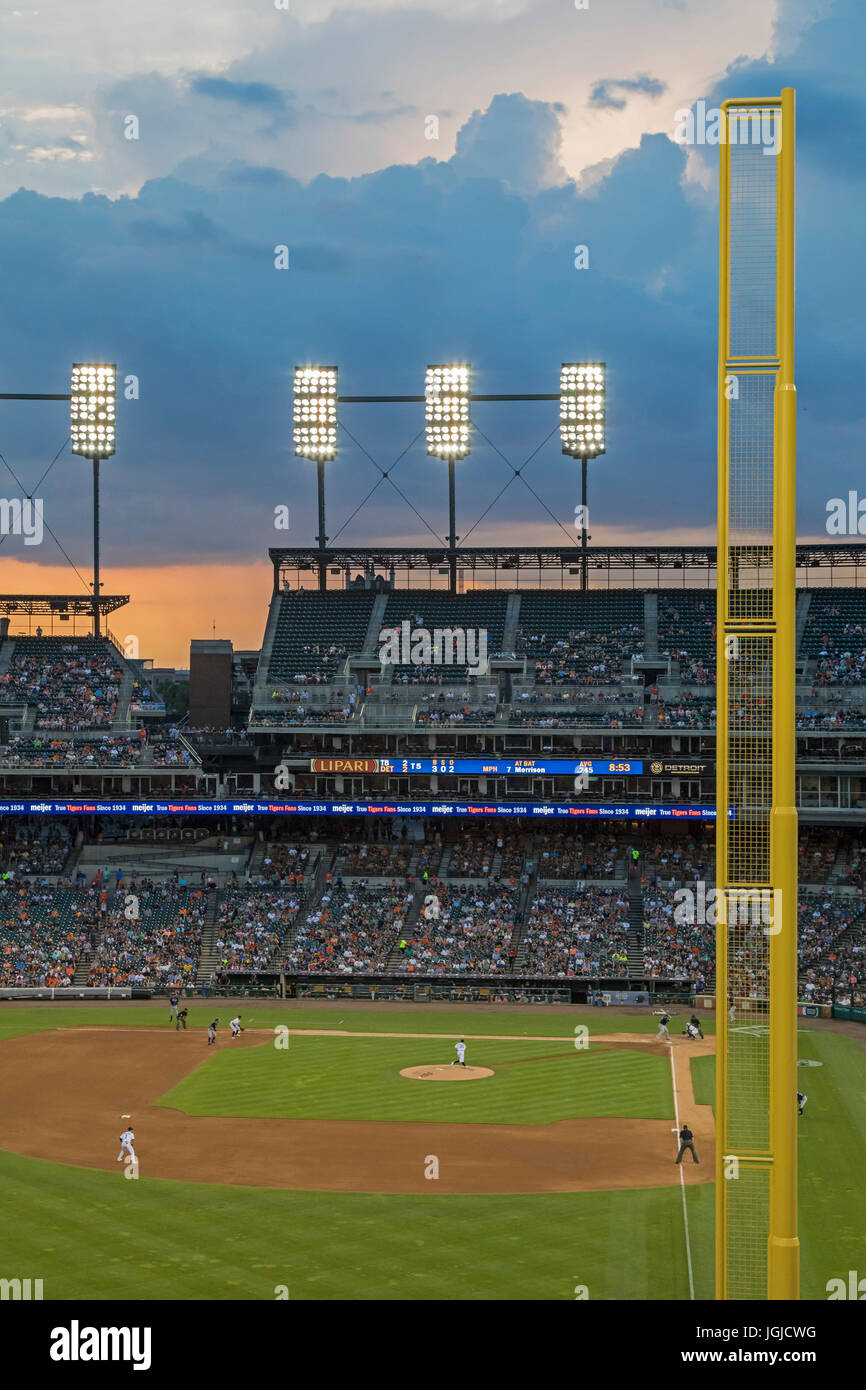 Detroit, Michigan - Detroit Tigers riprodurre il Tampa Bay Rays al Comerica Park. Foto Stock