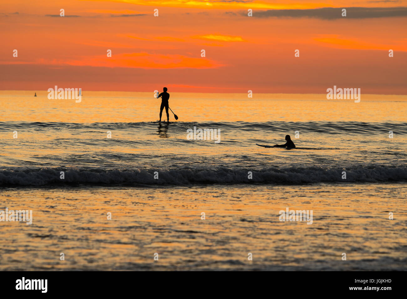 Tramonto a Woolacombe Foto Stock