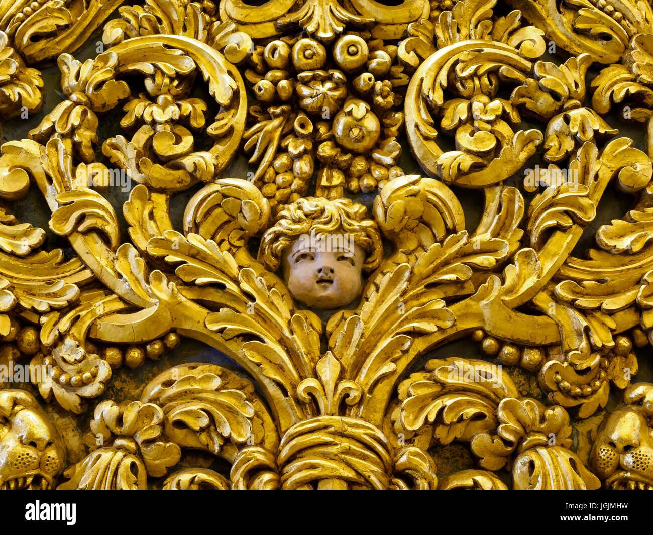 Un dettaglio interno di San Giovanni Concattedrale presso la capitale Valletta / Malta. Foto Stock