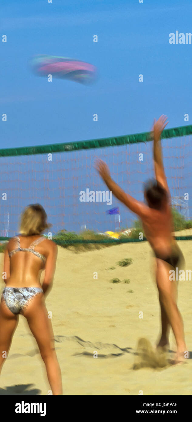 RS 1375. Sfondi; colori; colori; visualizzazione; Beach Volley (soft focus), Mediterraneo, Europa Foto Stock