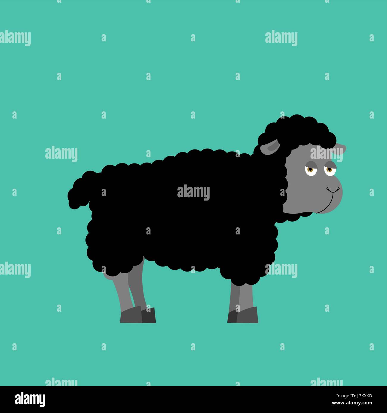 Pecora nera fattoria animale isolato. pecora scuro su sfondo bianco Illustrazione Vettoriale