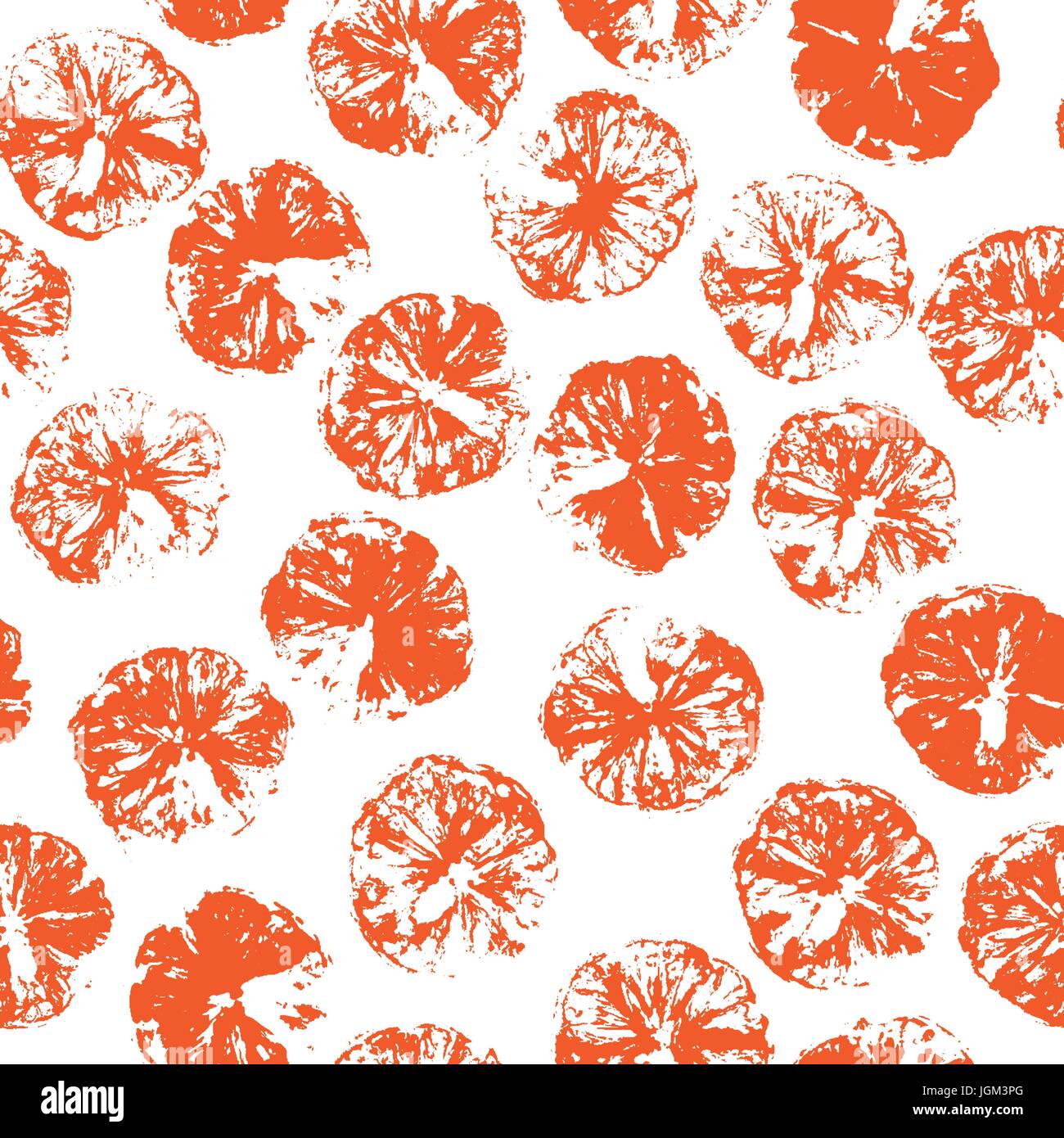 Timbro arancione sfondo senza giunture. Succo di arancia pattern con timbro della silhouette orange Illustrazione Vettoriale