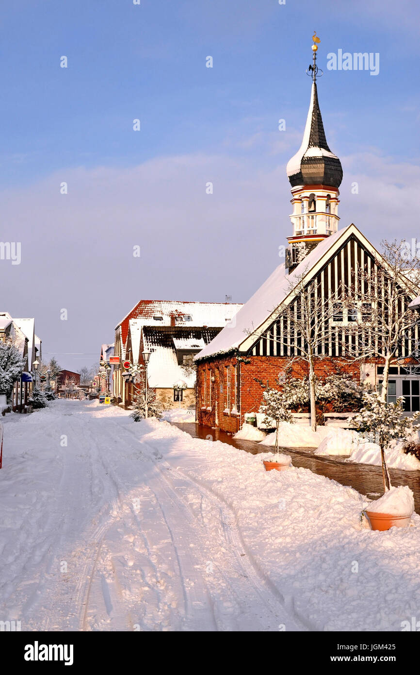 Germania, Bassa Sassonia, il Mare del Nord, la costa del Mare del Nord, Jade, costiere località balneare, Mare del Nord bagno, wangerland, hooksiel, inverno, neve, spiaggia, inverno Foto Stock