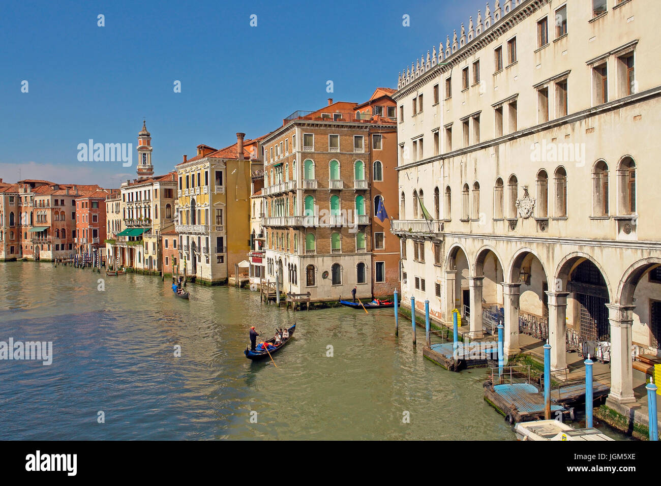 L'Europa, Italia, Venezia, Canale grandee, barche, barche, bridge, bridge, gondola e gondole, città, lane, corsie, panorama, Centro citta', giorno, giorno, outsid Foto Stock