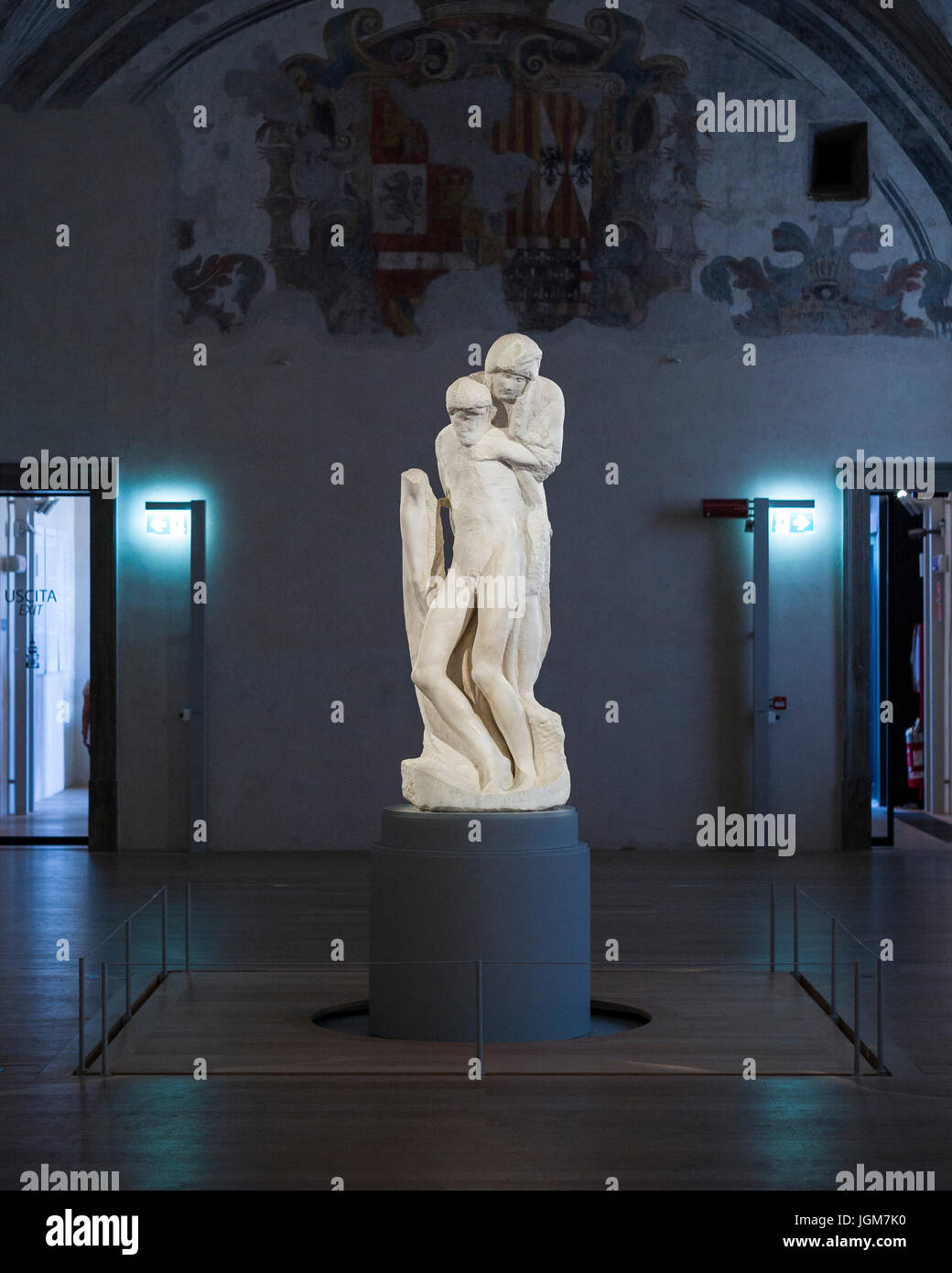 Milano. L'Italia. La Pietà Rondanini di Michelangelo presso il Museo di Pietà Rondanini Michelangelo al Castello Sforzesco. La Pietà Rondanini (1552-1564 Foto Stock