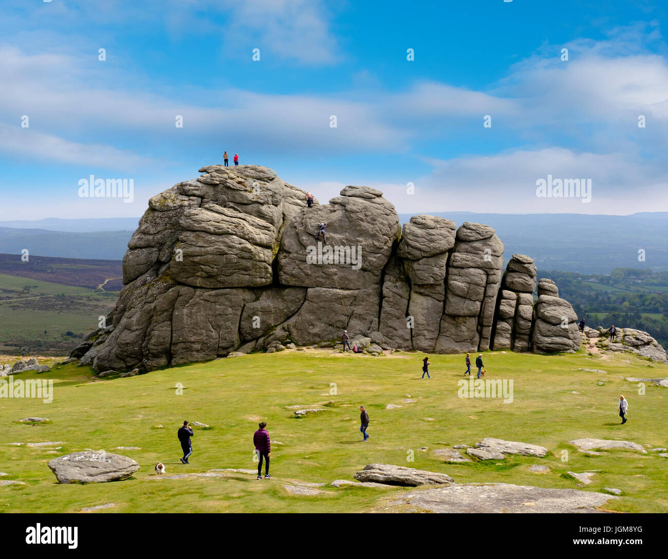 Haytor Rocks, Ilsington, Parco Nazionale di Dartmoor, Devon, Inghilterra, Regno Unito Foto Stock
