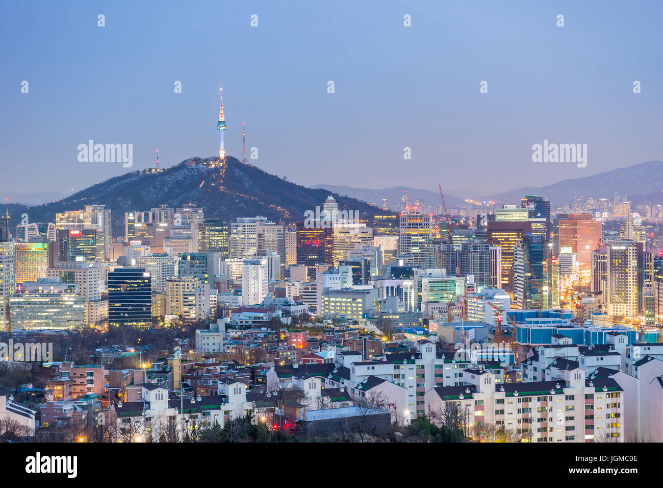 Paesaggio urbano della città di Seoul, Corea del Sud. Foto Stock