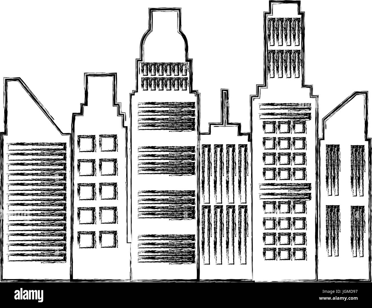 Città grattacieli costruendo città architettura urbana Illustrazione Vettoriale