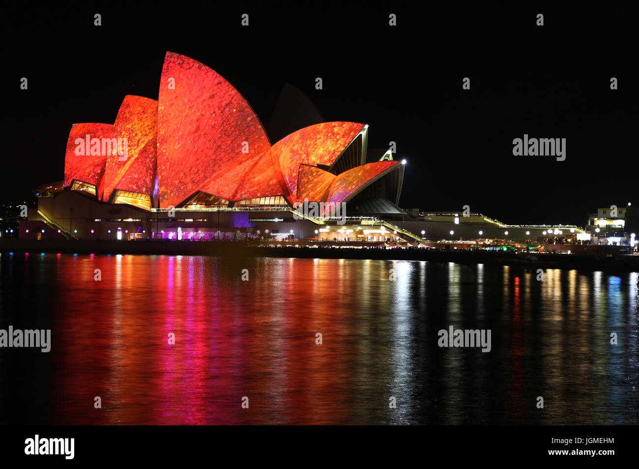 Sydney Opera House, NSW, Australia di notte Foto Stock