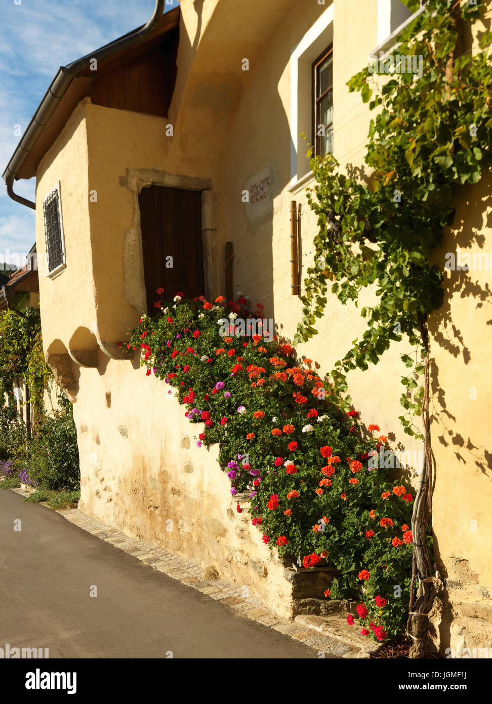 Vecchia casa in spitz / Danubio, Austria, Bassa Austria Wachau - Vecchia casa in spitz / Danubio, Bassa Austria, regione di Wachau, altes Haus ho Foto Stock