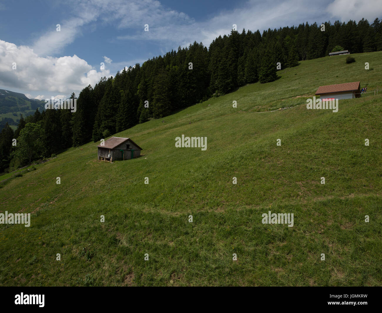 Swiss Mountain Vistas vicino Gamplüt e Wildhauser Schafberg Foto Stock