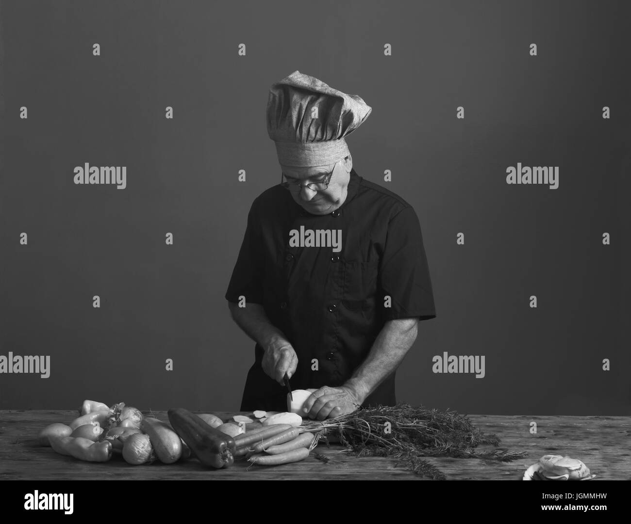 Ritratto di un senior chef Foto Stock