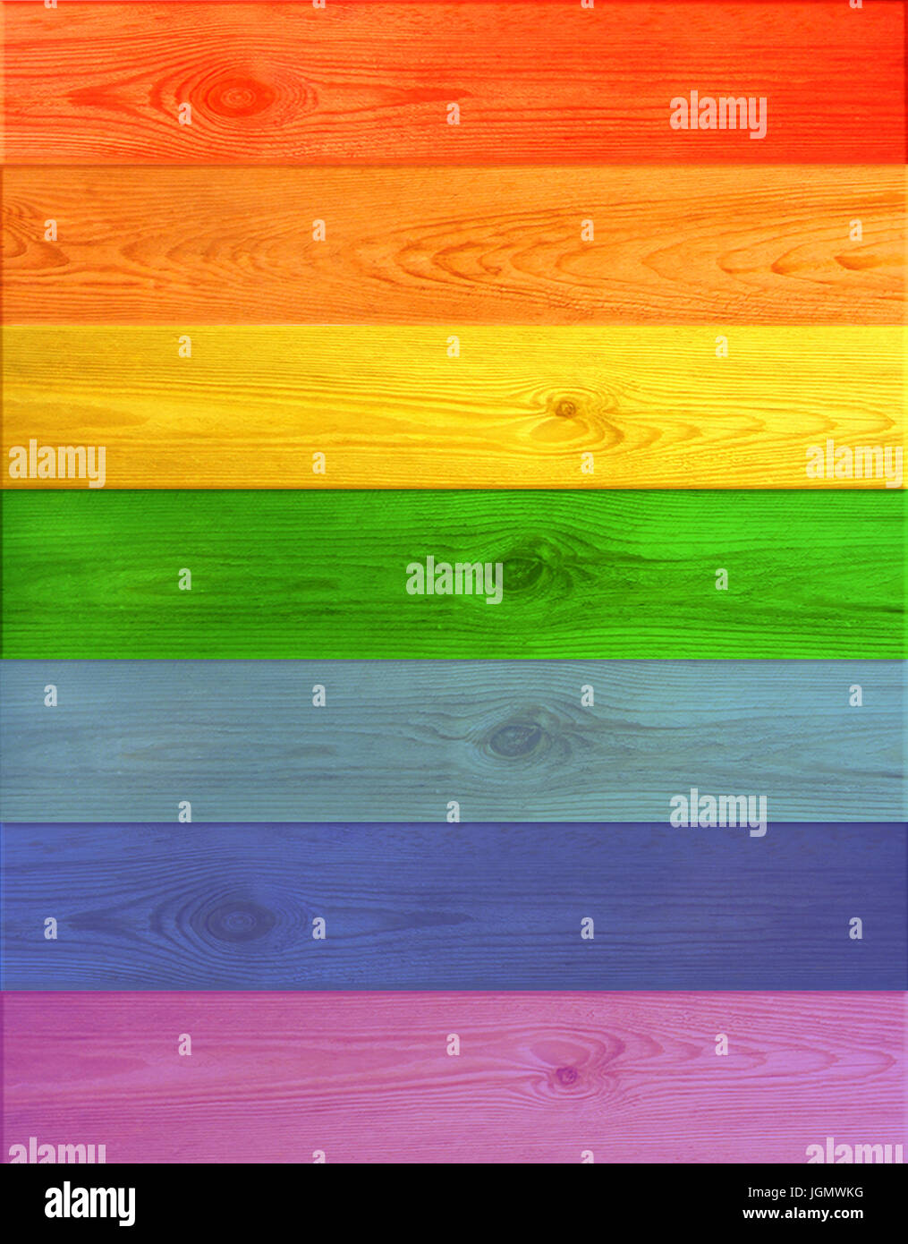 Texture da multicolore di legno pannelli orizzontali nei colori del arcobaleno Foto Stock